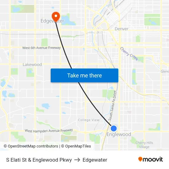 S Elati St & Englewood Pkwy to Edgewater map