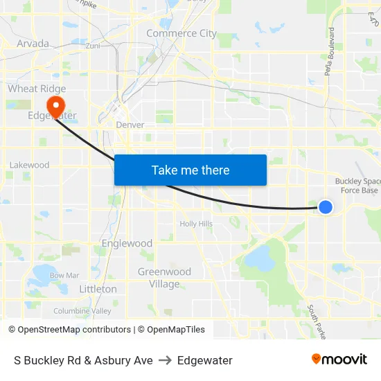 S Buckley Rd & Asbury Ave to Edgewater map