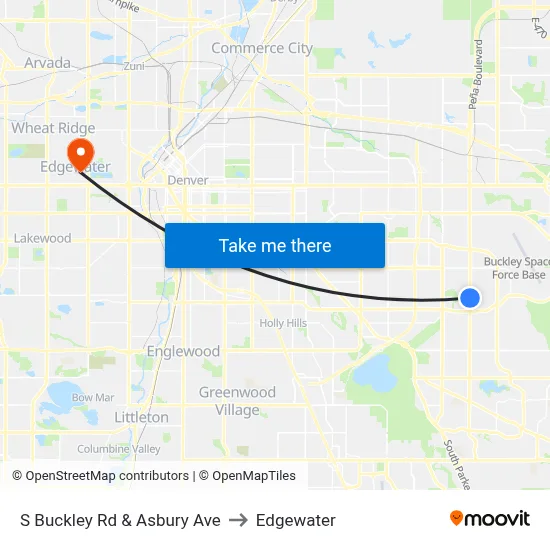 S Buckley Rd & Asbury Ave to Edgewater map