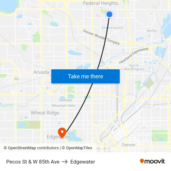 Pecos St & W 85th Ave to Edgewater map