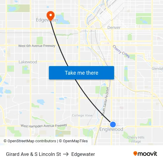 Girard Ave & S Lincoln St to Edgewater map