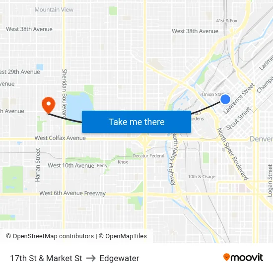 17th St & Market St to Edgewater map