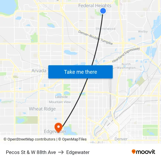 Pecos St & W 88th Ave to Edgewater map