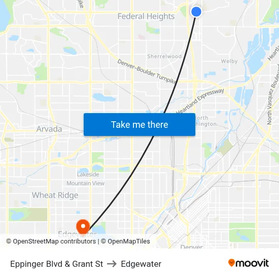 Eppinger Blvd & Grant St to Edgewater map