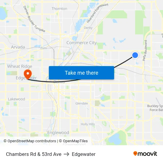 Chambers Rd & 53rd Ave to Edgewater map