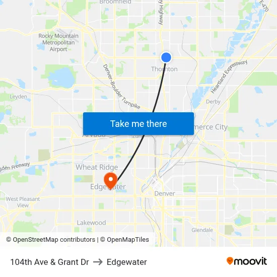 104th Ave & Grant Dr to Edgewater map