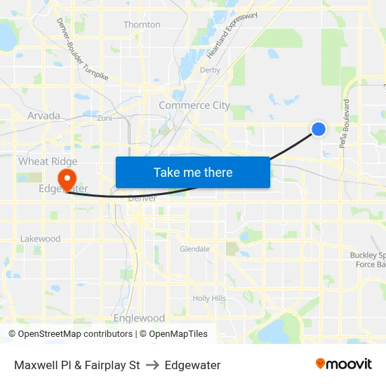 Maxwell Pl & Fairplay St to Edgewater map