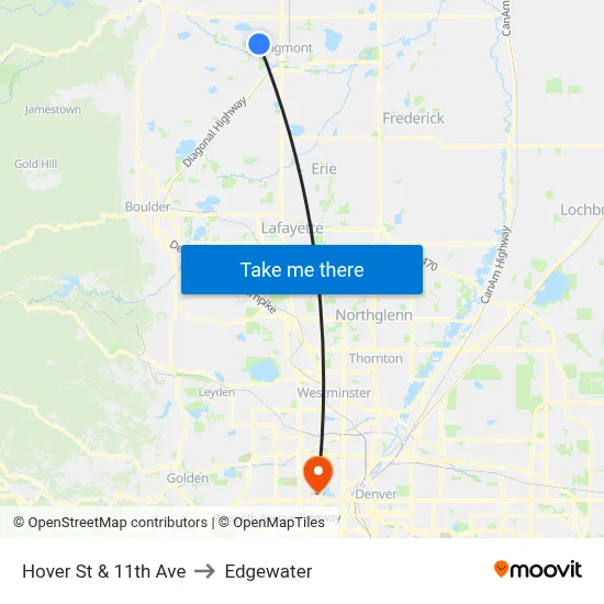 Hover St & 11th Ave to Edgewater map
