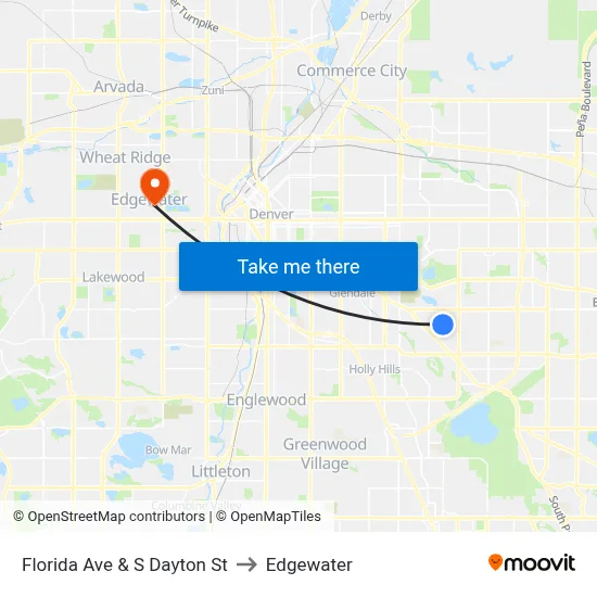 Florida Ave & S Dayton St to Edgewater map