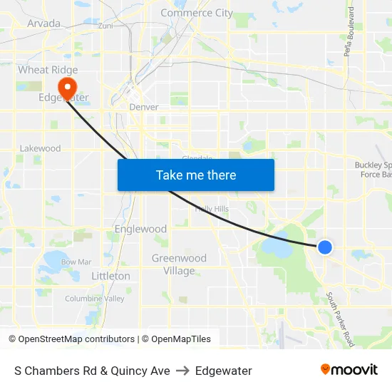 S Chambers Rd & Quincy Ave to Edgewater map