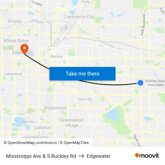 Mississippi Ave & S Buckley Rd to Edgewater map