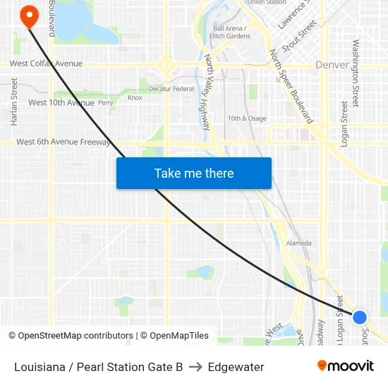 Louisiana / Pearl Station Gate B to Edgewater map