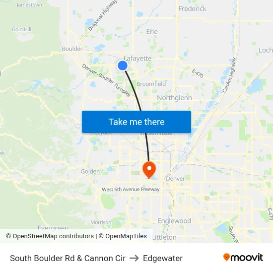 South Boulder Rd & Cannon Cir to Edgewater map