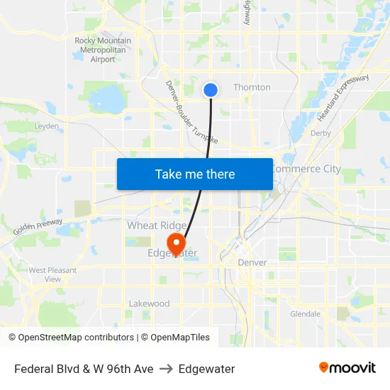 Federal Blvd & W 96th Ave to Edgewater map