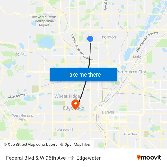 Federal Blvd & W 96th Ave to Edgewater map