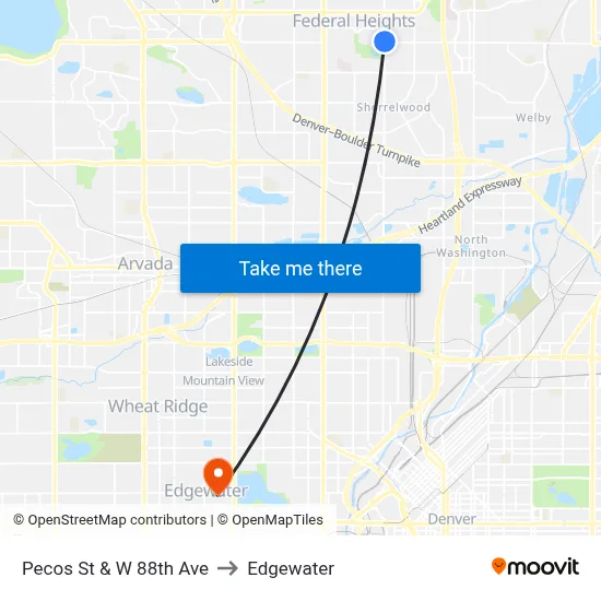 Pecos St & W 88th Ave to Edgewater map