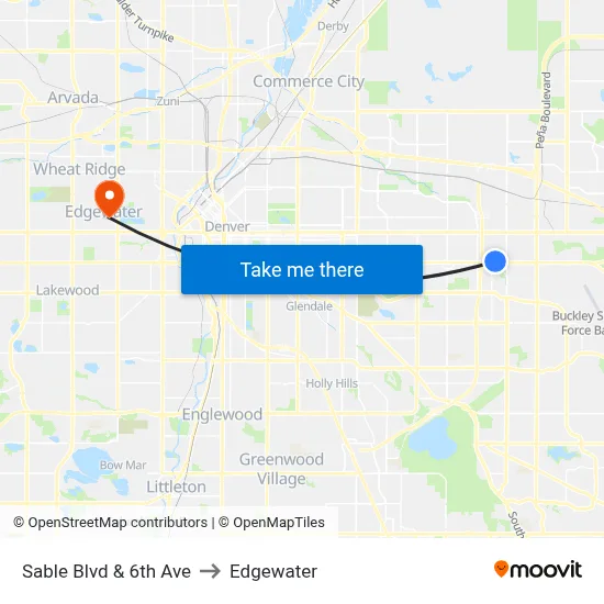 Sable Blvd & 6th Ave to Edgewater map