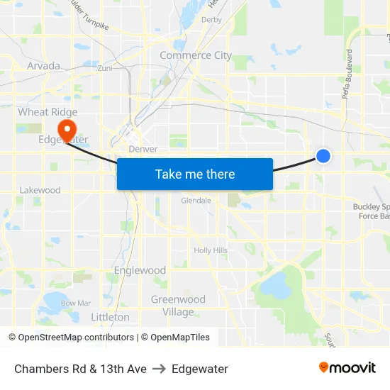 Chambers Rd & 13th Ave to Edgewater map