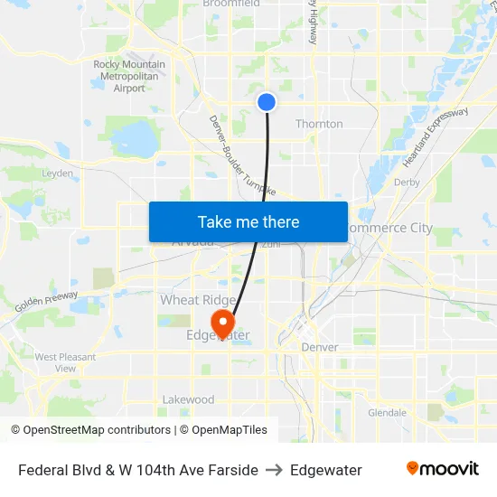 Federal Blvd & W 104th Ave Farside to Edgewater map