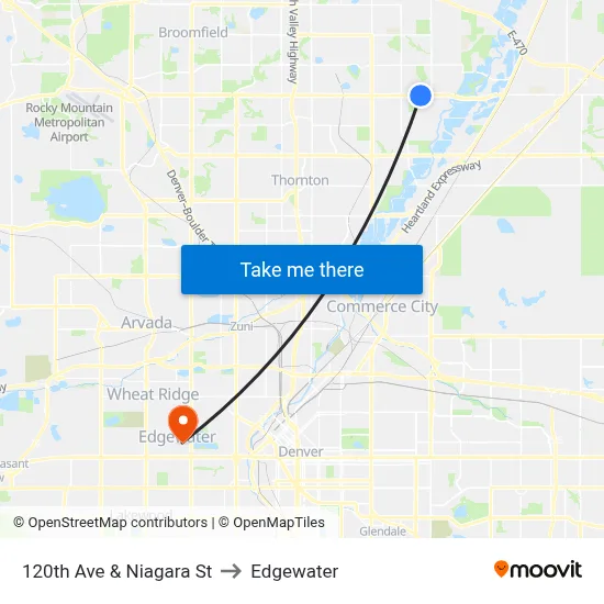 120th Ave & Niagara St to Edgewater map