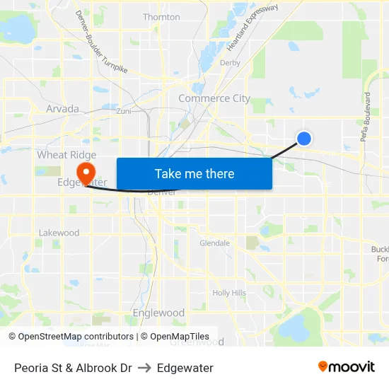 Peoria St & Albrook Dr to Edgewater map