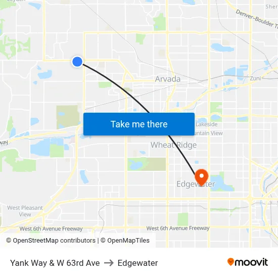 Yank Way & W 63rd Ave to Edgewater map