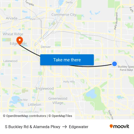 S Buckley Rd & Alameda Pkwy to Edgewater map