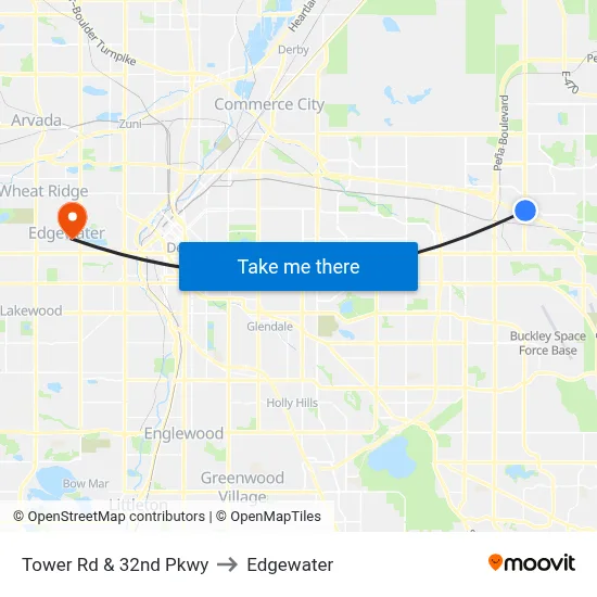 Tower Rd & 32nd Pkwy to Edgewater map