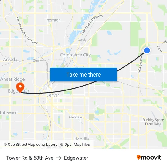 Tower Rd & 68th Ave to Edgewater map