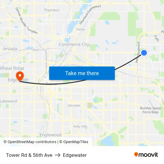 Tower Rd & 56th Ave to Edgewater map