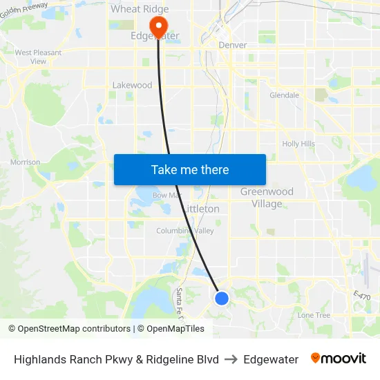 Highlands Ranch Pkwy & Ridgeline Blvd to Edgewater map