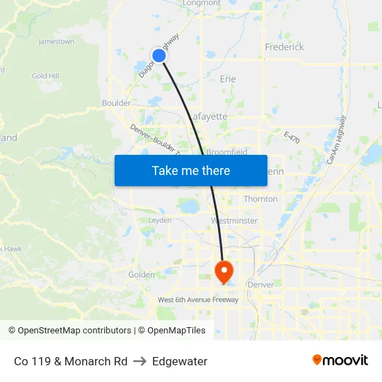 Co 119 & Monarch Rd to Edgewater map