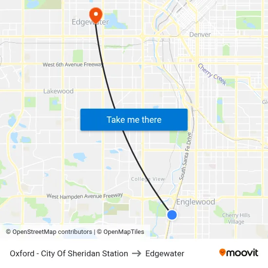 Oxford - City Of Sheridan Station to Edgewater map