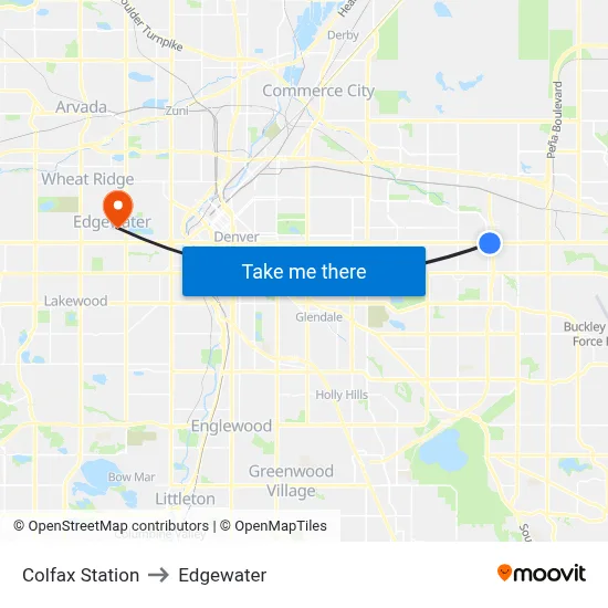 Colfax Station to Edgewater map