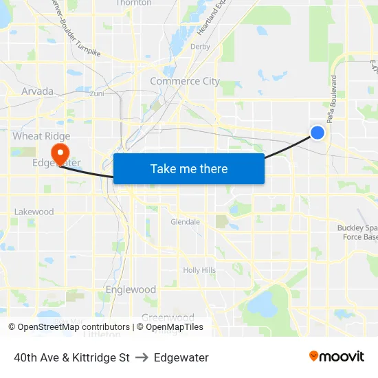 40th Ave & Kittridge St to Edgewater map