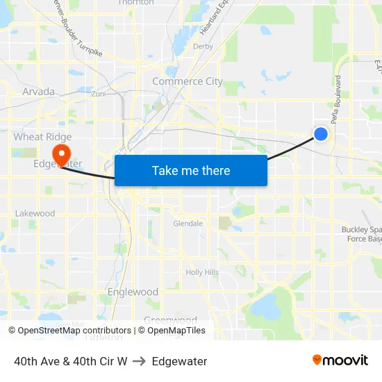 40th Ave & 40th Cir W to Edgewater map