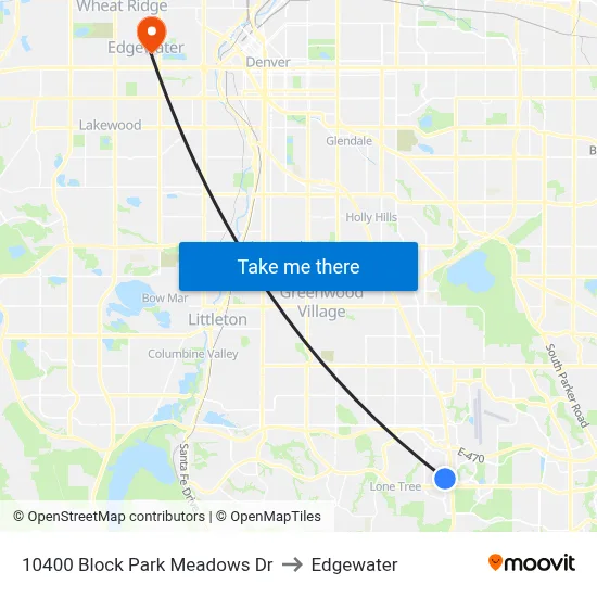 10400 Block Park Meadows Dr to Edgewater map