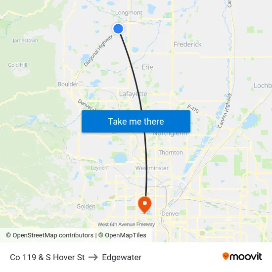 Co 119 & S Hover St to Edgewater map