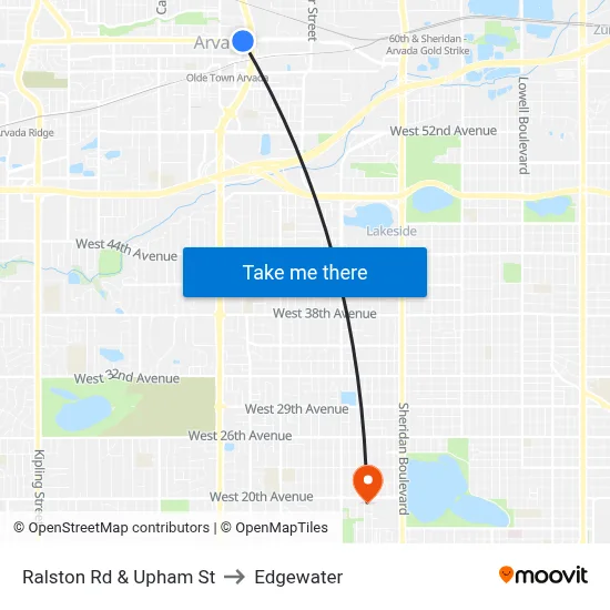 Ralston Rd & Upham St to Edgewater map