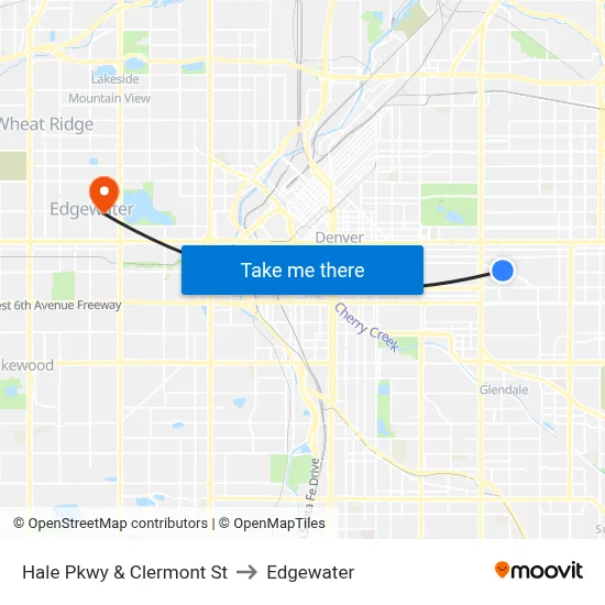Hale Pkwy & Clermont St to Edgewater map