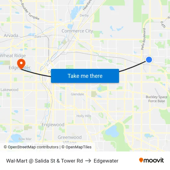 Wal-Mart @ Salida St & Tower Rd to Edgewater map