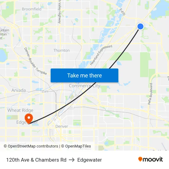 120th Ave & Chambers Rd to Edgewater map