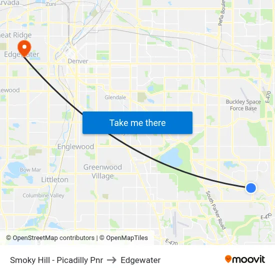 Smoky Hill - Picadilly Pnr to Edgewater map