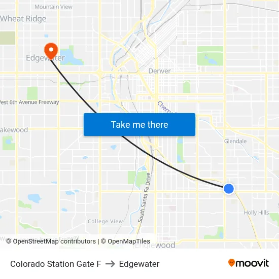 Colorado Station Gate F to Edgewater map