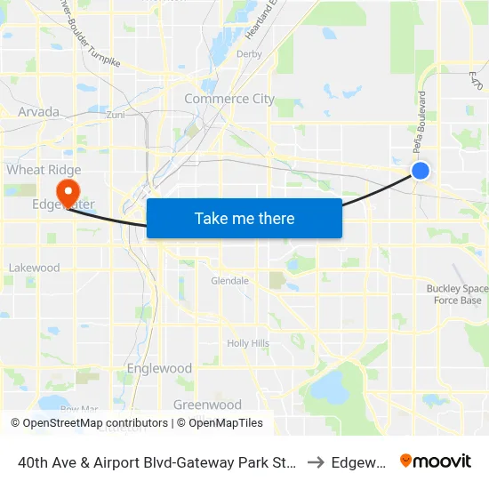 40th Ave & Airport Blvd-Gateway Park Stn Gate B to Edgewater map