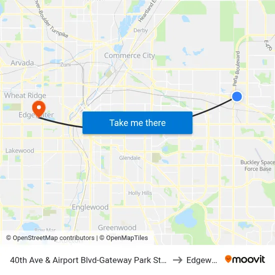 40th Ave & Airport Blvd-Gateway Park Stn Gate G to Edgewater map