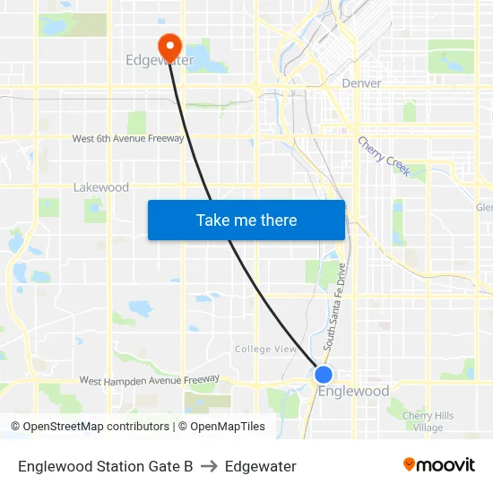 Englewood Station Gate B to Edgewater map