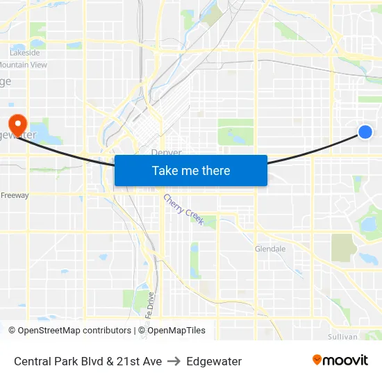 Central Park Blvd & 21st Ave to Edgewater map