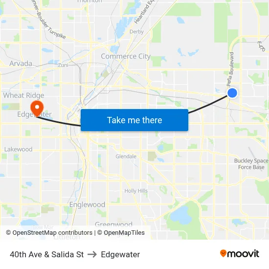 40th Ave & Salida St to Edgewater map