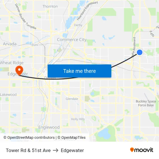 Tower Rd & 51st Ave to Edgewater map